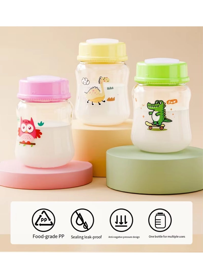 بينكو ٣ زجاجات لتخزين حليب الأم مع أغطية محكمة الإغلاق، سعة ١٥٠ مل (٥.٣ أونصة)، مثالية لتخزين حليب الأم في الثلاجة، بديل لأكياس تخزين حليب الأم، مستلزمات الرضاعة الطبيعية - Image 2